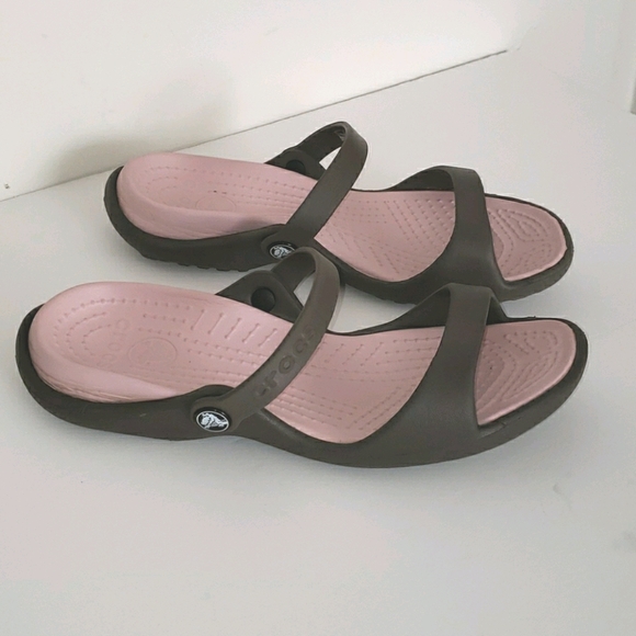 crocs pink and gray